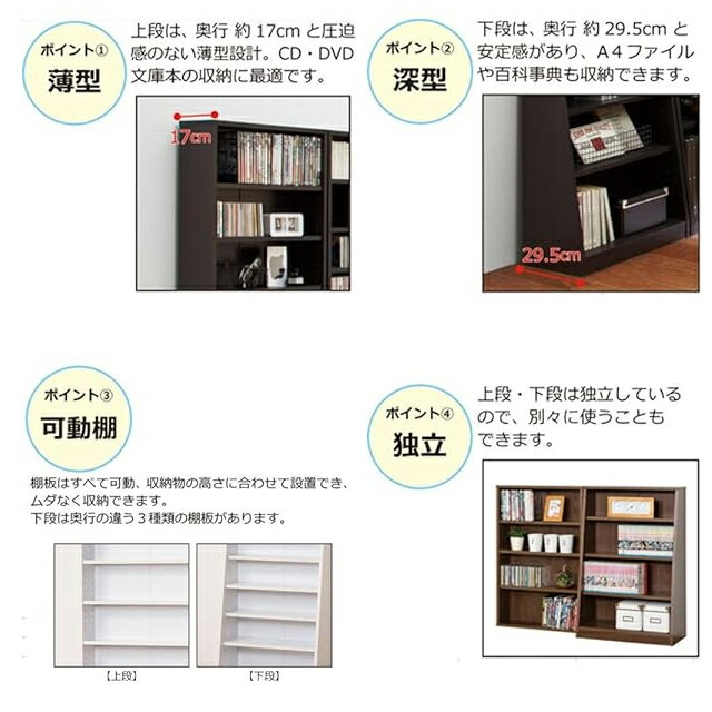 大容量ホームシェルフ 組立品 W75 W75×D29.5(17)×H180cm クロシオ 【本棚・大容量】