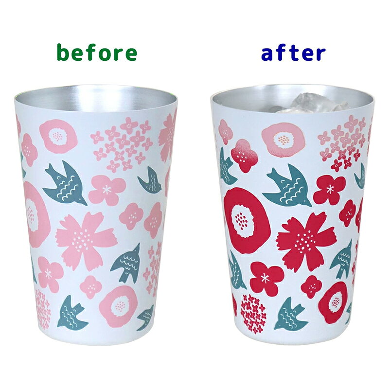 【まとめ買いで送料無料】色が変わるアルミタンブラー420ml [色が変わる アルミタンブラー 420ml カップ アルミ 4柄 クール専用 BBQ アウトドア お酒 キャンプ バーベキュー ビールグラス 行楽 単品 ケース販売 買物上手] kaimonojyozu-10003422 買物上手 サンプル画像3