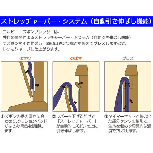 【メーカー保証3年間付き】コルビー ズボンプレッサー ブラック 英国生まれのズボンプレッサー 3300JCMG 生地にやさしい加熱方式 自動引き伸ばし機能 30分オフタイマー ネクタイハンガー ジャケットハンガー アクセサリー棚付【CORBY ズボンプレッサー】 3