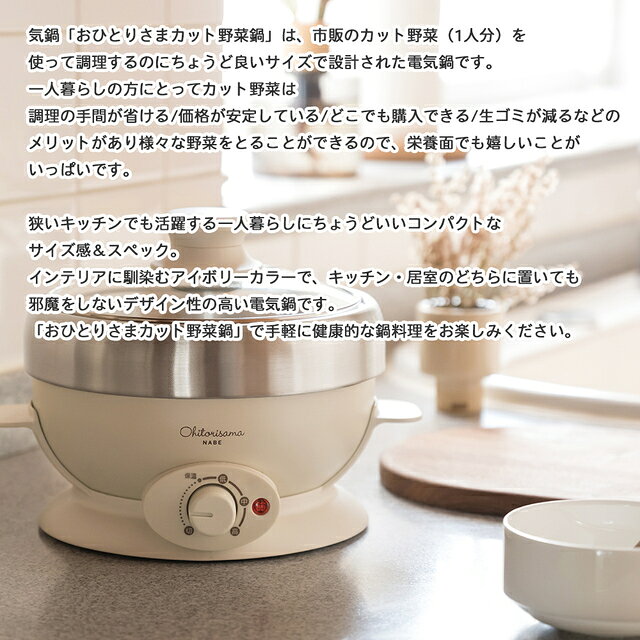 ワザあり買い物大百科の電気鍋 カット野菜鍋 ステンレス鍋 インスタント麺も入るサイズ 一人暮らし鍋 アピックス お一人様 鍋｜アングル2