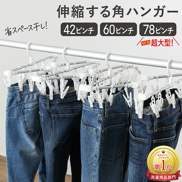 ピンチハンガー 伸縮 60ピンチ 42ピンチ 伸縮自在 丈夫 60 42 伸縮ハンガー 伸縮角ハンガー 洗濯ハンガー 折りたたみ コンパクト 洗濯物干し 物干しハンガー 伸びる 縮む JD 送料無料