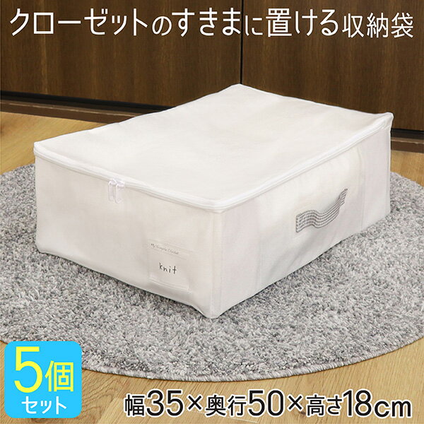 衣類収納袋 5個セット 収納袋 収納ケース 衣類収納 衣類用 隙間 衣類収納ケース クローゼット収納 衣類整理 衣類ケース 衣類収納ケース 収納ボックス 不織布 布 収納 ケース 服収納 ニット トレーナー セーター おしゃれ シンプル 通気性 ホワイト 無地 MSC 送料無料のサムネイル