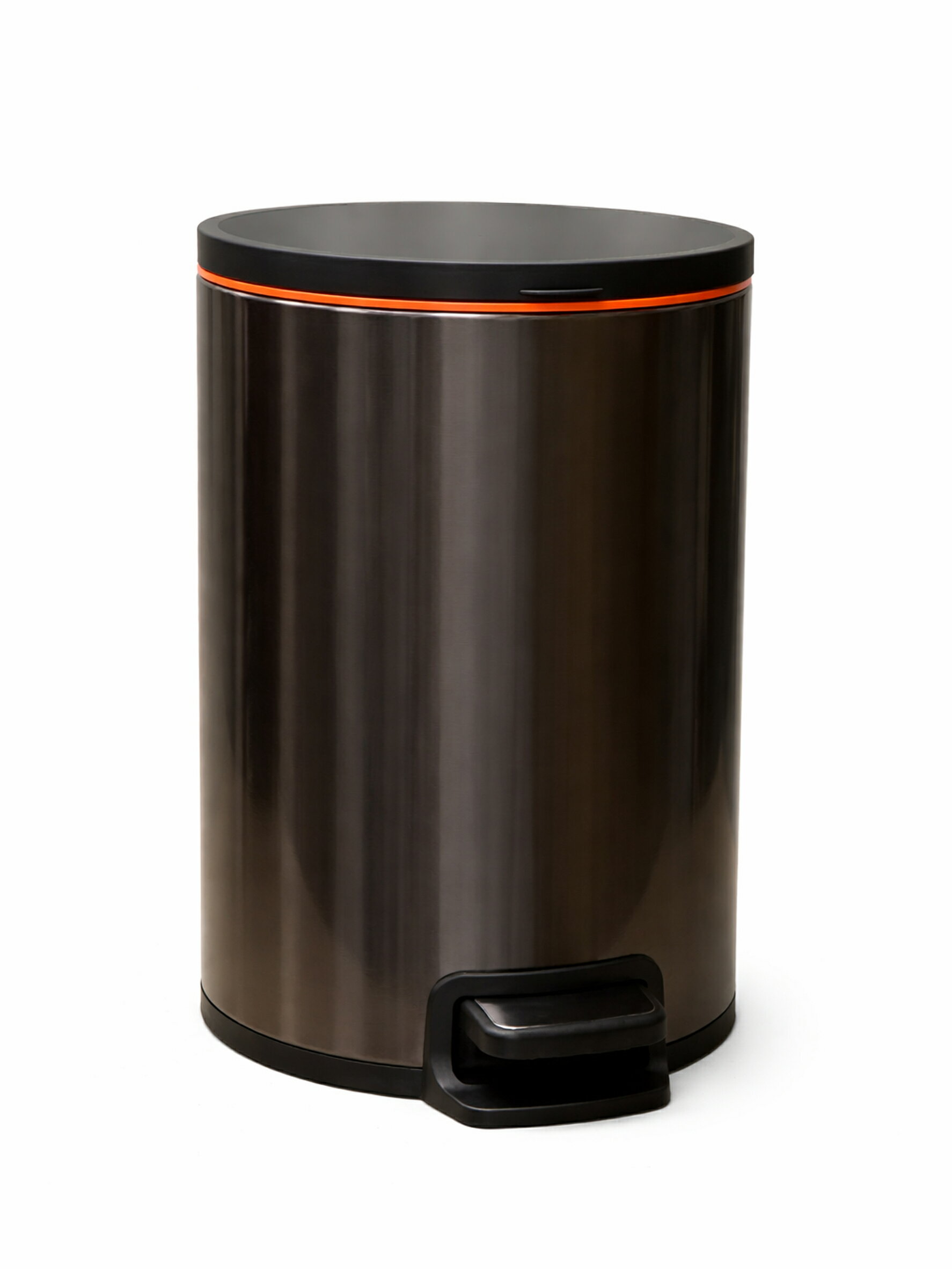 Rakuten - No.TC-RBC 在庫処分 ステンレス ゴミ箱 約10L 丸型 ペダル式 ダストボックス メタリックブラック 蓋付き スリム キッチン リビング オフィス おしゃれ 未使用 23.6×23.6×39cm