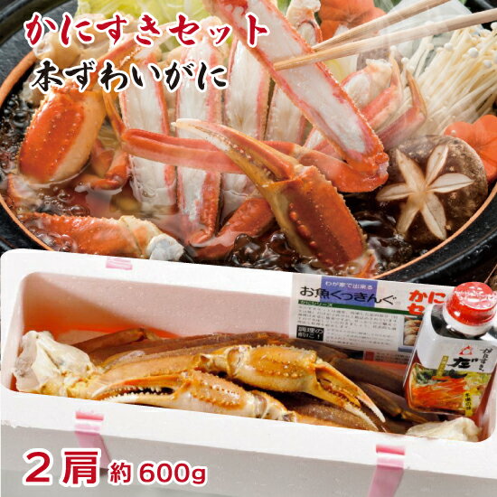 生 本ズワイガニ 2L 2肩 約600g かにすきセット だし付 レシピ付き　良質な味と身入り 送料無料 冷凍便..