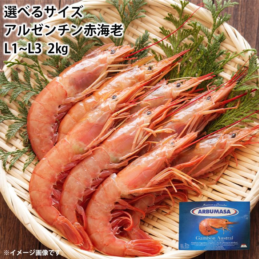 加熱用 冷凍 アルゼンチン赤エビ L1 L2 L3 2kg 業務用 大容量 お得用 海老 えび パエリア パスタ 安 BBQ おせち つや煮 養老煮