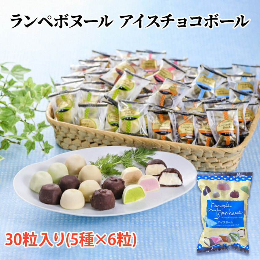 チョコアイスボール ランペボヌール 30粒入り(5種×6粒) 一つずつ小分け バニラ コーヒー 抹茶 ストロベリー クランチ