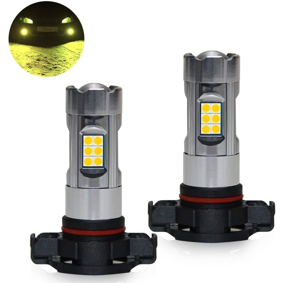 フォグライト LED PSX24W イエロー 3000K フォグランプ バルブ DC12V車専用 無極性 高輝度1600lm 360°発光 LEDバルブ 純正交換 車検対応 2個入り トヨタZN6