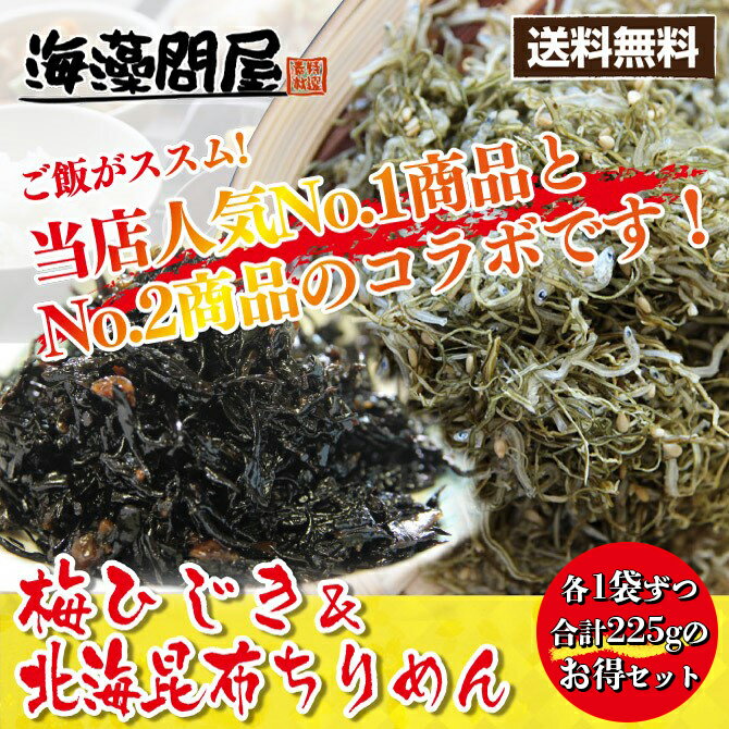 当店人気NO,1＆NO,2商品のコラボお試し販売 梅ひじき150g＋北海昆布ちりめん75g送料無料 ふりかけ ご飯のお供 2