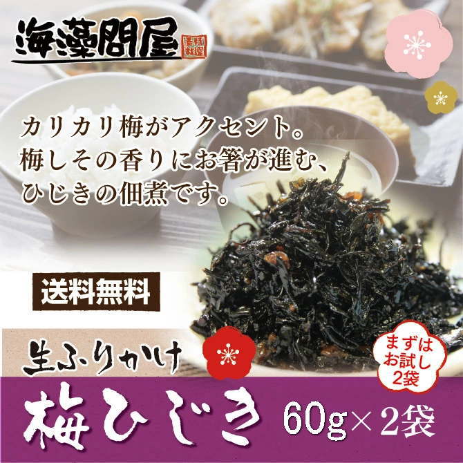 梅ひじき2袋セット送料無料 ふりかけ 生ふりかけ ひじきご飯 ひじき ヒジキ 海藻