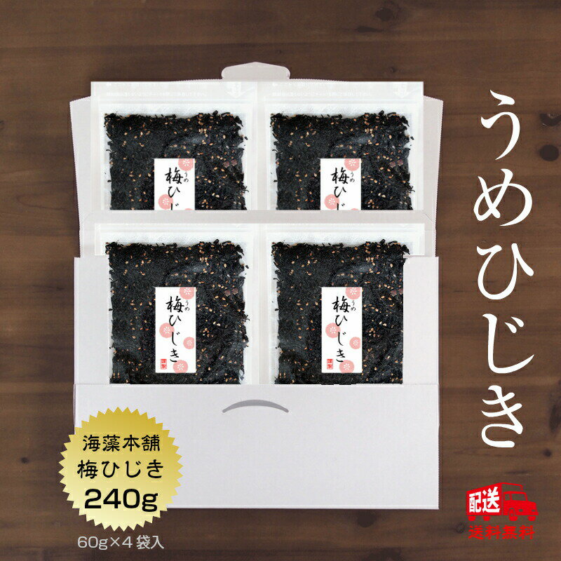 ひじきふりかけ 送料無料 梅ひじき 240g（60g×4袋）メール便 国内産ひじき使用 ふりかけ うめ カリカリ梅 ひじきごは…