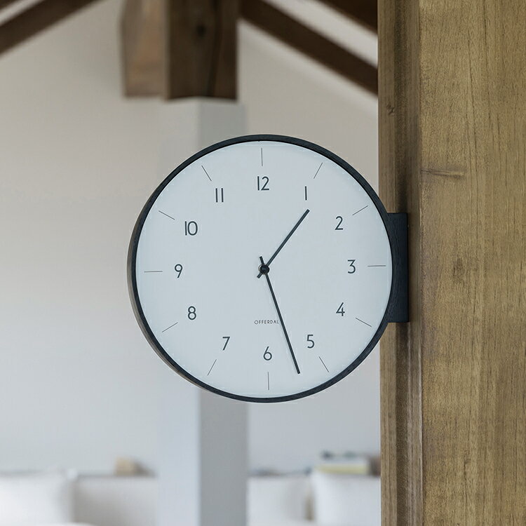 両面時計 アールノ Aarno 壁掛け時計 ダブルフェイス おしゃれ インテリア かわいい 木 壁時計 柱時計 静か ナチュラル 北欧 モノトーン シンプル リビング ダイニング 寝室 一人暮らし インターフォルム CL-4464 連続秒針 誕生日 クリスマス プレゼント ギフト 新生活 [2]