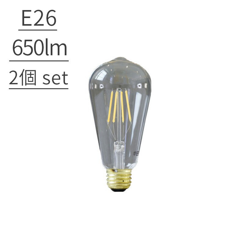 【LED電球 E26 レトロ球 650LM 2球セット】