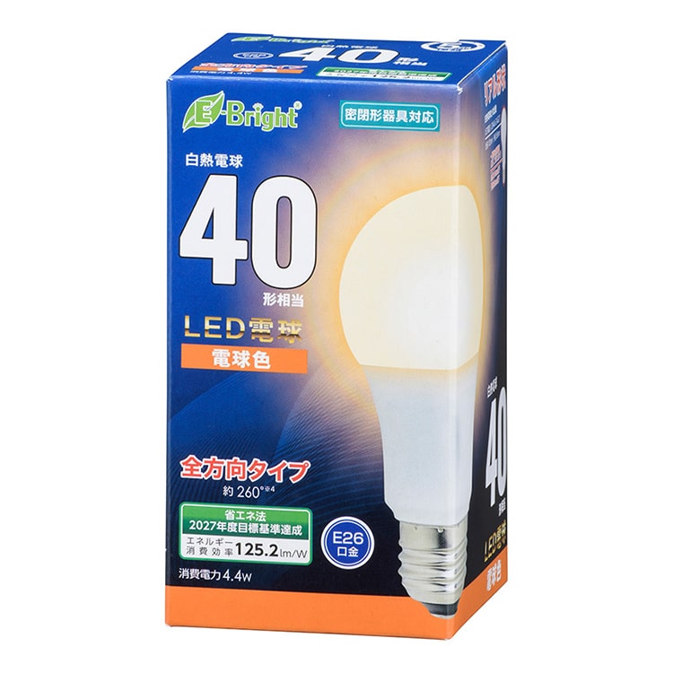 LED電球 E26 40形相当 電球色 1球