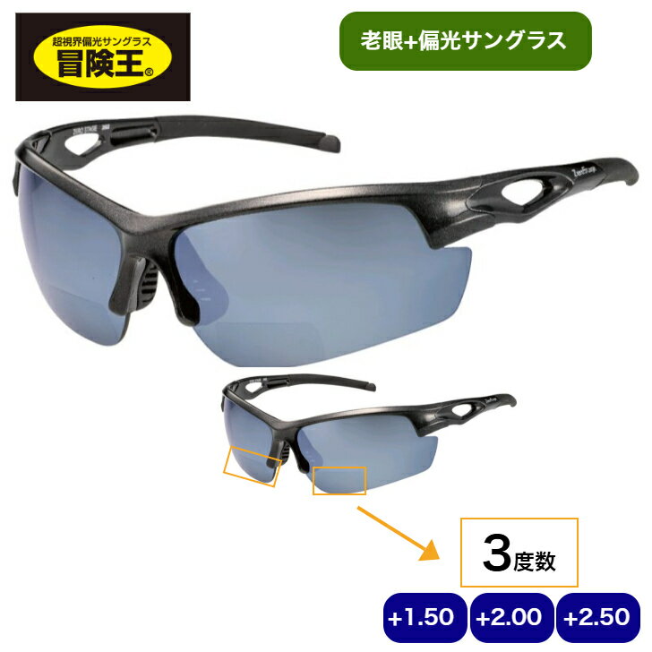 冒険王　ゼロステージバイフォーカル　ZSB-301CM　老眼鏡入　偏光ミラーサングラス