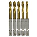 SK11 六角軸Tin鉄ドリル 微短 5.0mm 5pcs 藤原産業(4)