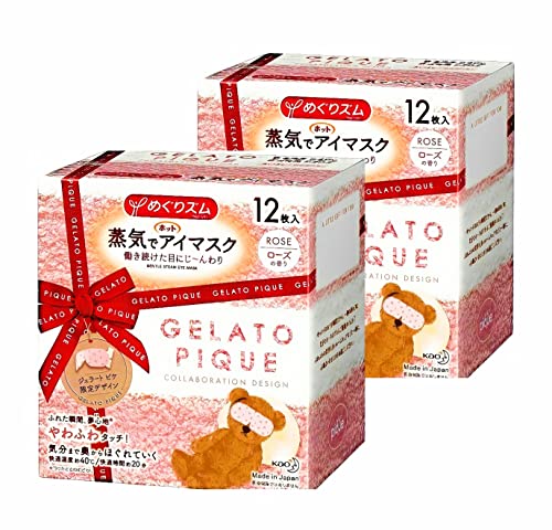 楽天快適ネットショップ【まとめ買い】めぐりズム 蒸気でホットアイマスク ジェラートピケ限定デザイン ローズの香り12枚×2箱