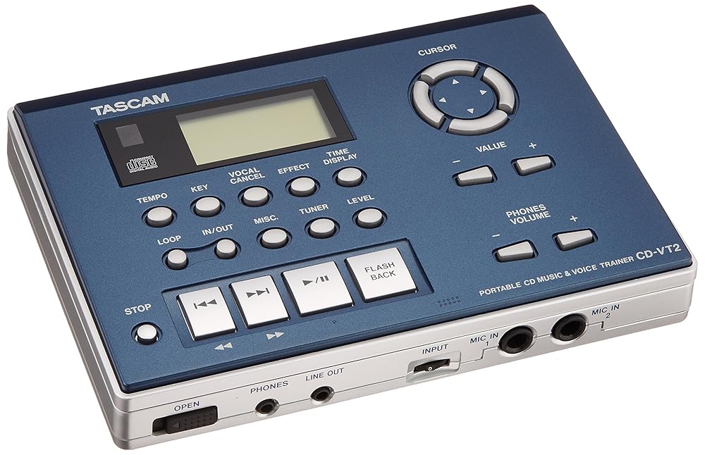 TASCAM(タスカム) CD-VT2 ボーカル練習 CDプレーヤー チューナー 小型 コンパクト ポータブル キーチェンジ スピードコントロール