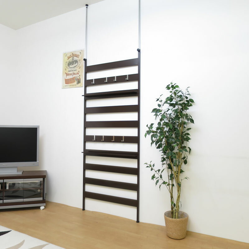 【日本製・送料無料】 つっぱりラダーラック 幅85cm（フック8ヶ付）国産