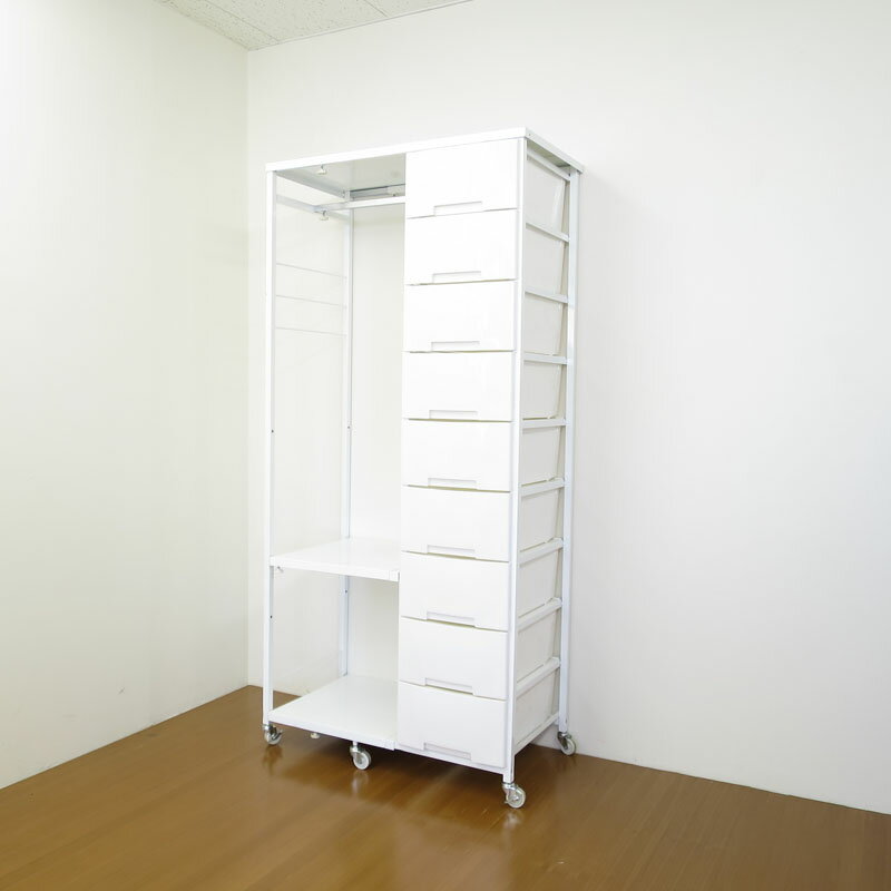 乐天商城 - 【日本製・送料無料】 スチールチェスト ハンガー収納付き 9段タイプ たんす 収納 衣類 引出し チェスト リビング収納 洋服タンス 収納家具 　木製 オシャレ シンプル 北欧 家具通販