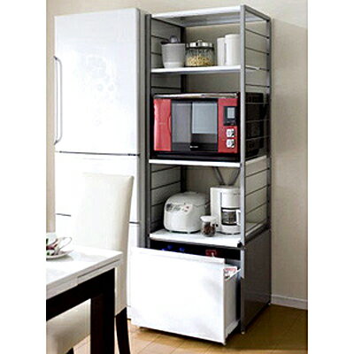 【日本製】 レンジラック【ワゴン】高さ176cm(ホワイト) RR-176HW