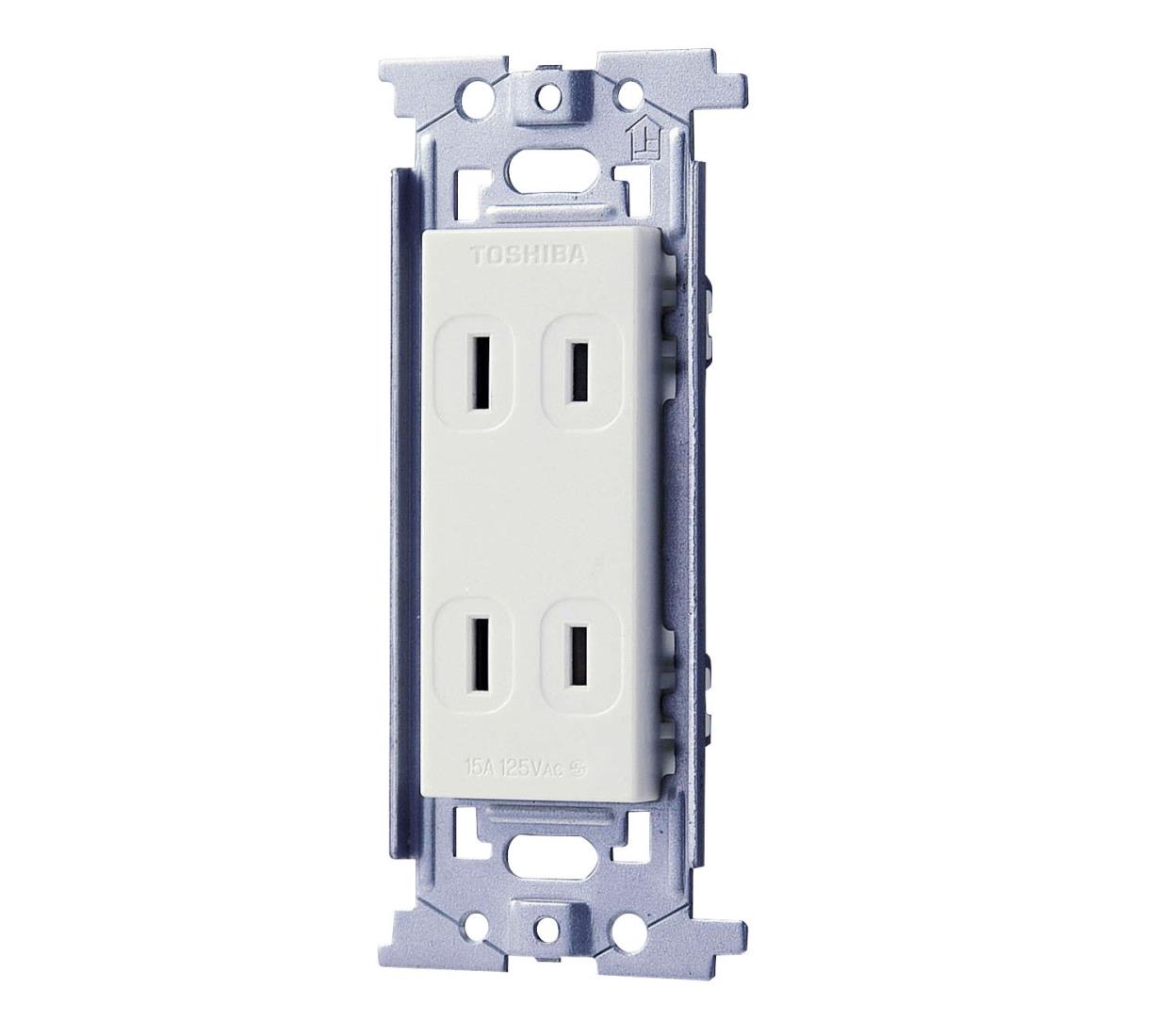 エルパ(ELPA) 扉付ダブルコンセント 配線 タップ 125V 15A 2口用 ほこり防止シャッター付 EW-1102THN