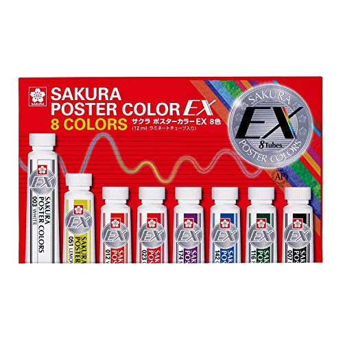 サクラクレパス 水彩絵具 ポスターカラー ラミネートチューブ入 8色 PSW8LT 12ml サクラクレパス 水彩絵具 ポスターカラー ラミネートチューブ入 8色 PSW8LT 12ml