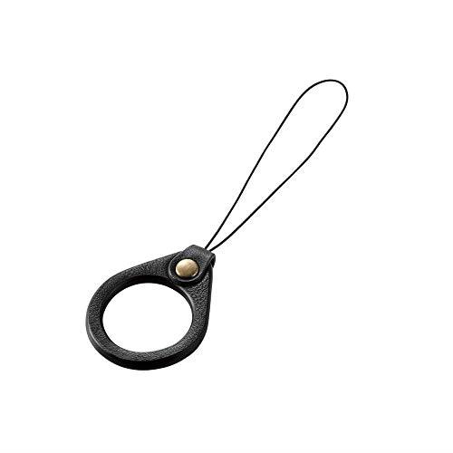 エレコム ストラップ リングストラップ 携帯 スマホ スマホ用 Lサイズ 内径22mm [手帳型ケースなどと合わせやすいソフトレザー] ブラック P-STF03BK