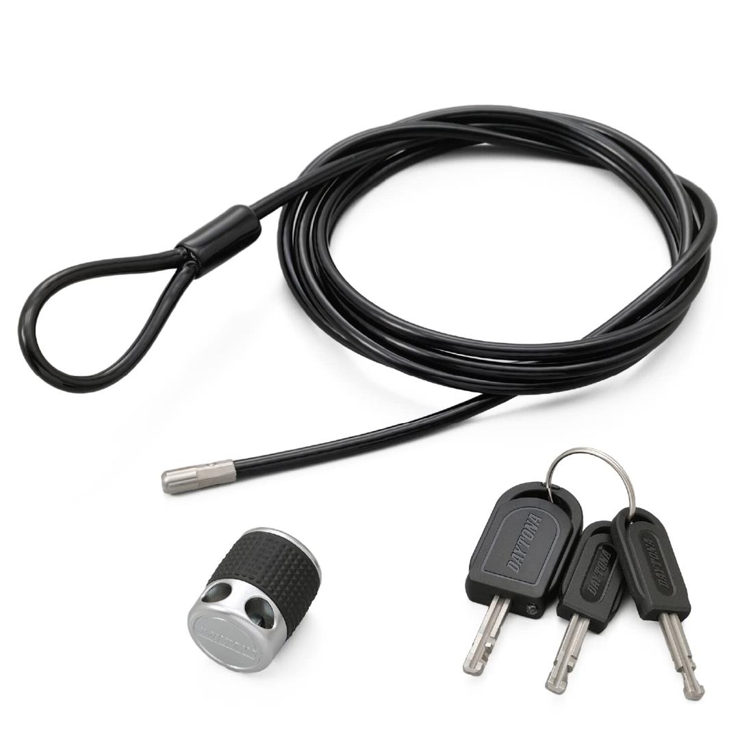 デイトナ(Daytona) バイク用 ワイヤーロック ジャケット/ヘルメット盗難抑止 南京錠 LEDライト付き鍵 ..