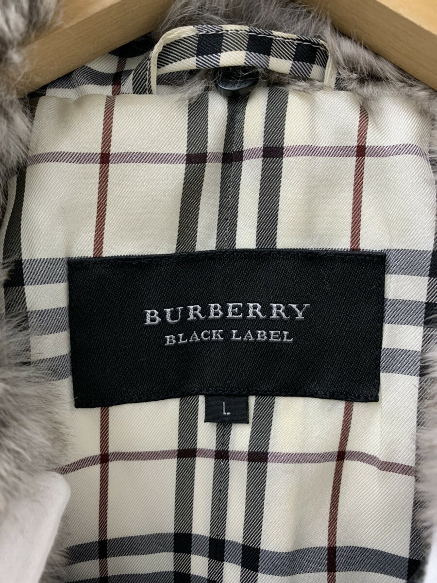 【中古】バーバリー Burberry ブラックレーベル BLACK LABEL ノバチェック ダウンジャケット ラビットファー ホワイトグースダウン BMP74-903-09 ジャケット チェック ブラック Lサイズ 201MT-622