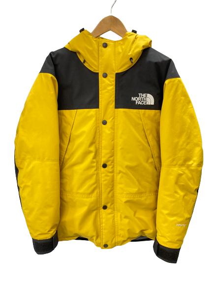 【中古】ノースフェイス THE NORTH FACE MOUNTAIN DOWN JACKET マウンテン ダウンジャケット 黄色 イエロー 黒 ブラック アウター ダウン GORE-TEX 刺繍ロゴ ND91837 ジャケット ロゴ イエロー Lサイズ 101MT-366