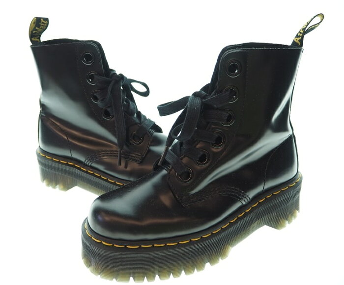 【中古】ドクターマーチン Dr.Martens MOLLY 厚底 レースアップ メンズ靴 レディース靴 ブーツ その他 ブラック 101-shoes540