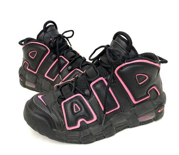 【中古】ナイキ NIKE エア モア アップテンポ AIR MORE UPTEMPO (GS) ガールズ ウィメンズモデル 415082-003 レディース靴 スニーカー ロゴ ブラック 201-shoes211