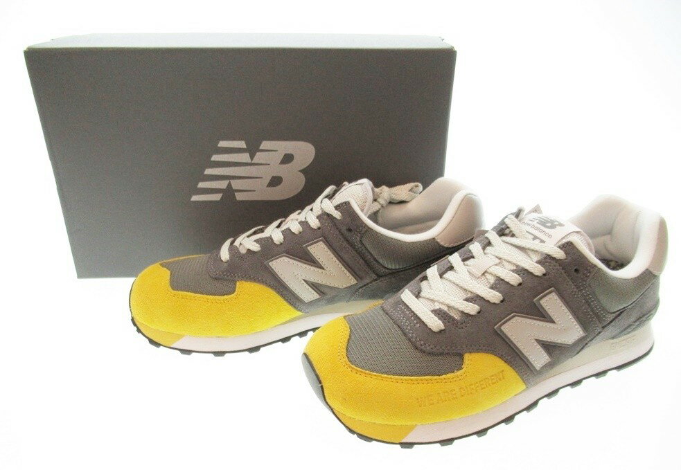 【中古】NEW BALANCE ニューバランス THE APARTMENT ジ アパートメント 574 マスタード ディップ グレー×イエロー メンズ スニーカー シューズ 靴 ML574AP2 (SH-501)