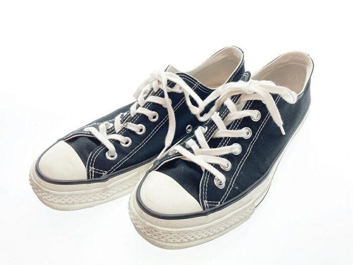 【中古】コンバース CONVERSE キャンバス オールスター ローカットスニーカー 日本製 CONVAS ALL STAR J OX made in JAPAN シューズ ブラック 黒 サイズ表記8 メンズ靴 スニーカー ブラック 101-shoes433