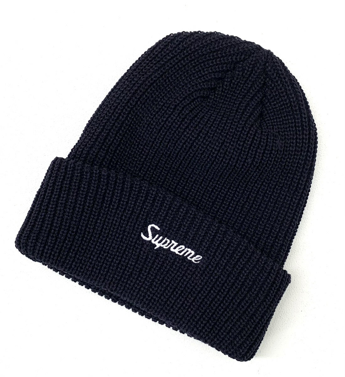 【中古】シュプリーム SUPREME Loose Gauge Beanie ルース ゲージ ビーニー ロゴ 帽子 メンズ帽子 ニット帽 刺繍 ネイビー 201goods-121