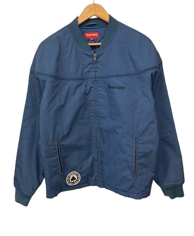 【中古】シュプリーム SUPREME POPLIN CREW JACKET THRASHER スラッシャー ポプリン クルー ジャケット ブルゾン 上着 トップス 中綿 ジャケット ロゴ ネイビー Mサイズ 101MT-1244