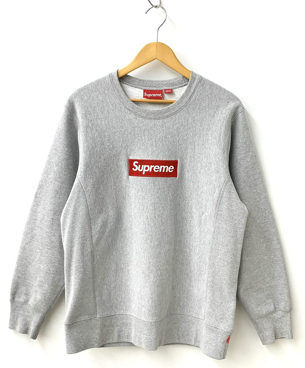 【中古】シュプリーム SUPREME ボックス ロゴ Box Logo クルーネック プルオーバー トレーナー スウェット 刺繍 グレー Mサイズ 201MT-1375