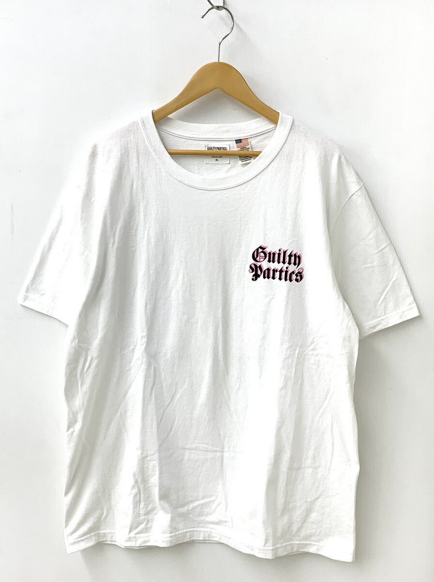 【中古】ワコマリア WACKO MARIA GUILTY PARTIES USA BODY クルーネック Tee 日本製 Tシャツ プリント ホワイト LLサイズ 201MT-1341