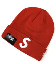 【中古】シュプリーム SUPREME ニューエラ NEW ERA S Logo Beanie 17AW Sロゴ ビーニー 帽子 メンズ帽子 ニット帽 刺繍 レッド 201goods-141