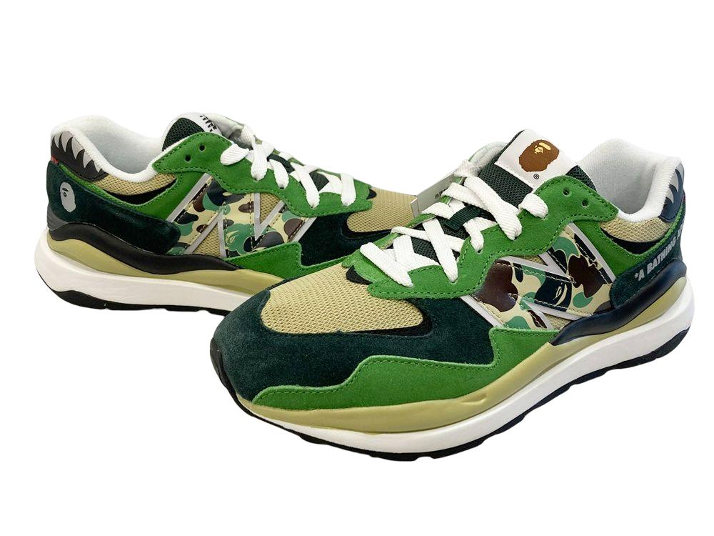 【中古】ア ベイシング エイプ A BATHING APE BAPE × New Balance 57/40 Green カモフラ柄 グリーン系 緑 カーキ系 シューズ M5740BAE メンズ靴 スニーカー マルチカラー 29cm 101-shoes927