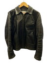 【中古】エアロレザー AERO LEATHER FRONT QUARTER HORSEHIDE ライダース ジャケット ハーフベルト ホースハイド ブラック系 黒 ブラウン系 茶 サイズ36 ジャケット 無地 ブラック 101MT-1415