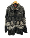 シュプリーム SUPREME Snowflake Toggle Fleece Jacket Black 18FW 18AW ノルディック柄 トグルボタン アウター 黒 XL コート 総柄 ブラック LLサイズ 101MT-1847