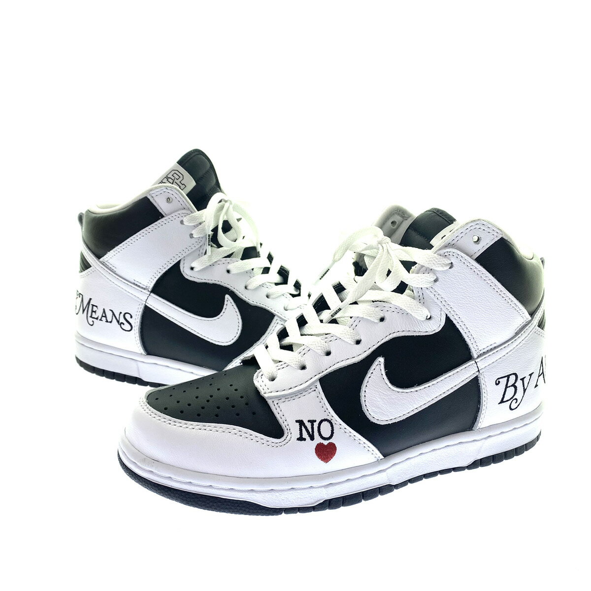 【中古】ナイキ NIKE Supreme × Nike SB Dunk High By Any Means White Black DN3741-002 メンズ靴 スニーカー ロゴ ホワイト 201-shoes630