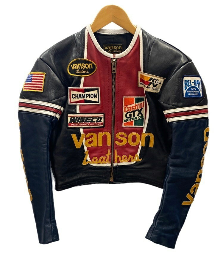 yÁzo\ VANSON STAR LEATHER JACKET oCNWPbg U[  TCY 36 WPbg S ubN 101MT-2036