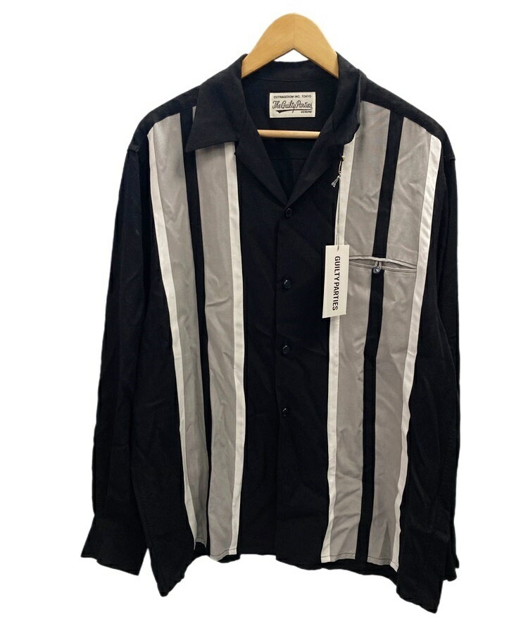 yÁzR}A WACKO MARIA SWITCHING OPEN COLLAR SHIRT BLACK XEBb`O I[vJ[Vc  MADE IN JAPAN 23FW-WMS-OC08 Vc ubN MTCY 101MT-2106