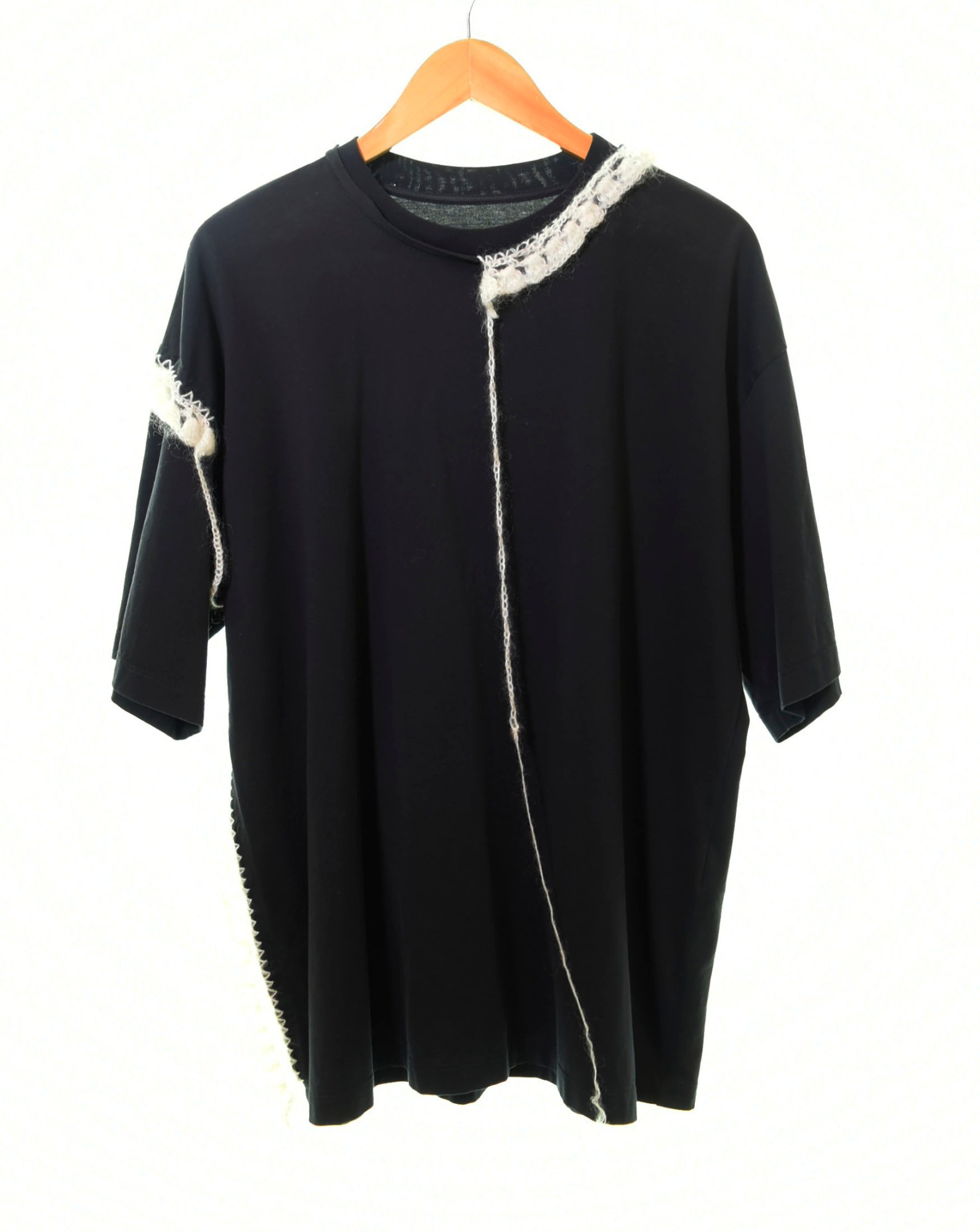 šۥ२ॷå MM6 Maison Margiela ᥾ ޥ른 17AW Embroidered Trim Cotton And Mohair T-shirt S29GC0203 T ̵ ֥å SS XS 103LT-1