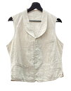 【中古】 ヴィンテージ VINTAGE ITEM 30's 40's リネン ベスト フレンチ ユーロワーク 針シンチ 丸襟 オフホワイト 白 サイズ表記なし ...