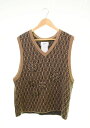 【中古】ダブレット doublet MONOGRAM JQ KNIT VEST ウール ベスト 茶 ベスト 総柄 ブラウン Lサイズ 103MT-619