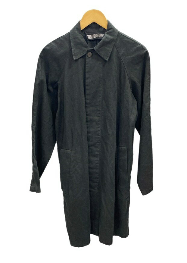 【中古】ノンタイプ Non-type LAB COAT ステンカラー コート リネン コットン コート ブラック Sサイズ 101MT-2644