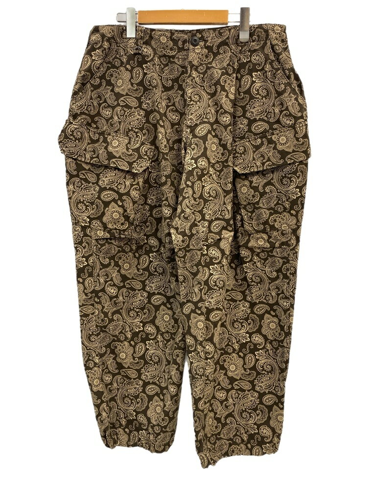 【中古】エスダブルユーエヌ S.W.U.N ペイズリー カーゴパンツ 茶 総柄 カーゴパンツ ブラウン Lサイズ 101MB-521